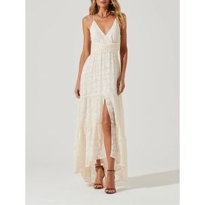 ASTR The Label FROLIC CUTOUT FRONT SLIT MIDI  Cream DRESS sz L